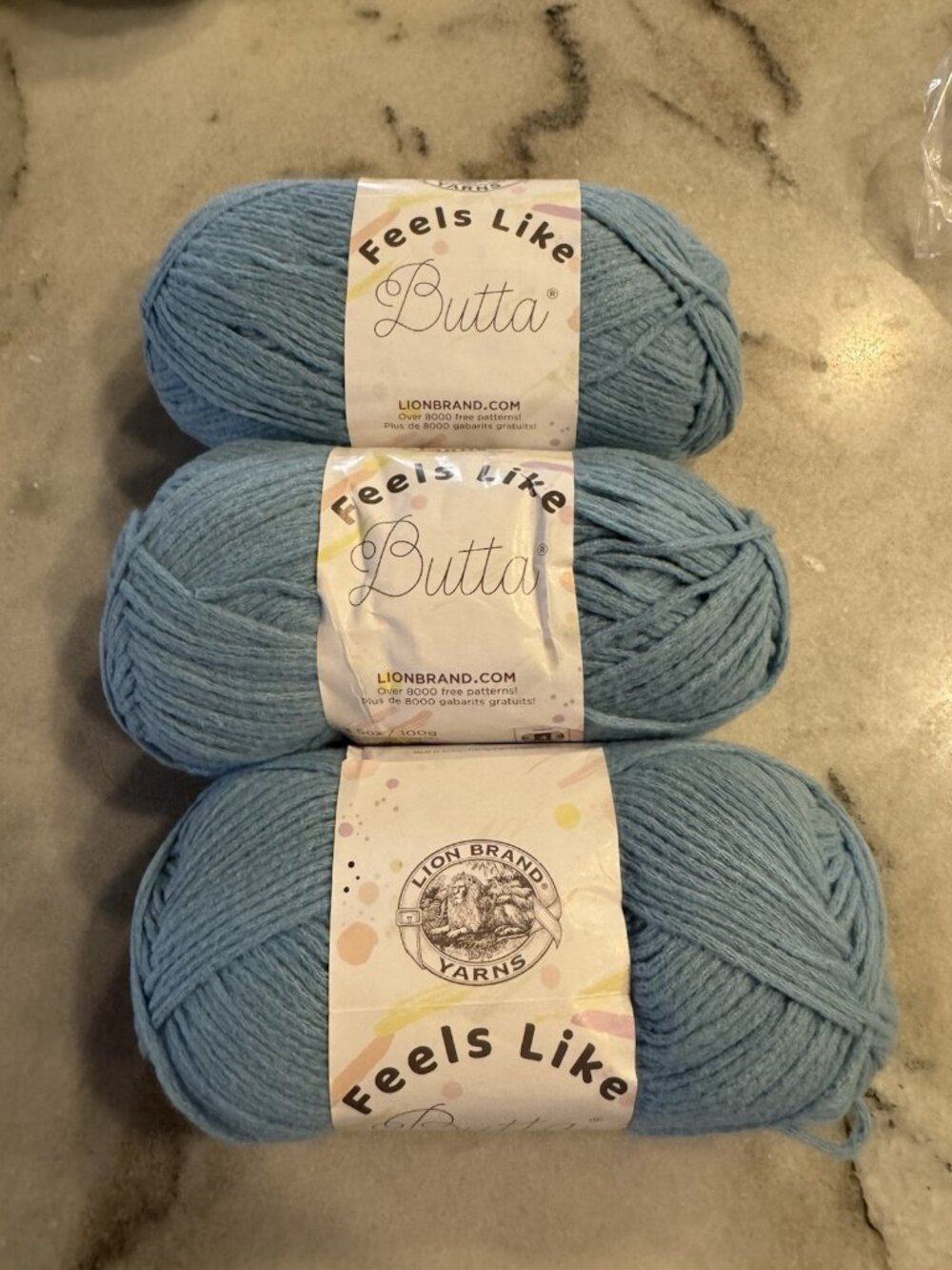 Lion Brand Feels Like Butta Yarn Dusty Blue 3 Skeins 3.5 oz 218 yards new